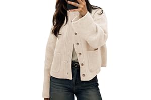 Cicy Bell Womens Chunky Knit Cardigan Sweaters Button Down Mock Neck Open Front Jacket Winter Casual Outerwear with Pockets