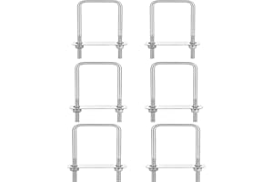 6 Pack Square U-Bolts 4" Inner Width x 6.8" Length Stainless Steel U Bolts with Nuts, Frame Plate, Washers for Ski Boat, Fish