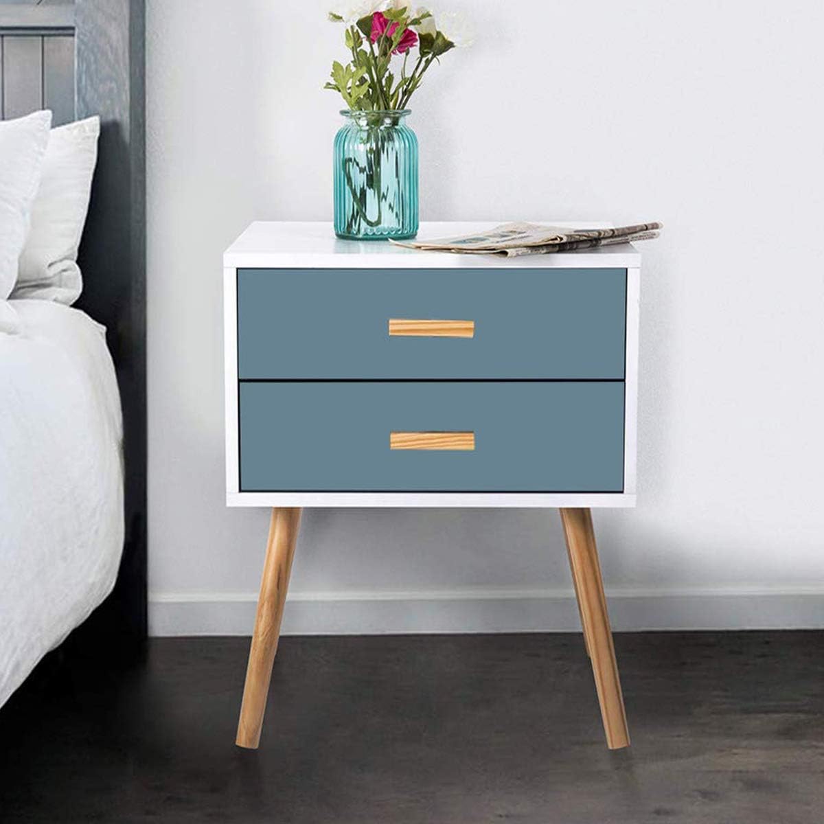 Lepak Blue Bedside Table Unit Cabinet Nightstand 2 Drawer Storage For Bedroom Living Room Furniture Blue 2 Drawer Amazon Co Uk Kitchen Home
