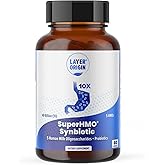 Layer Origin SuperHMO: Synbiotic Capsules with 5 HMO Prebiotics & 40 Billion CFU Probiotics, 60 Count