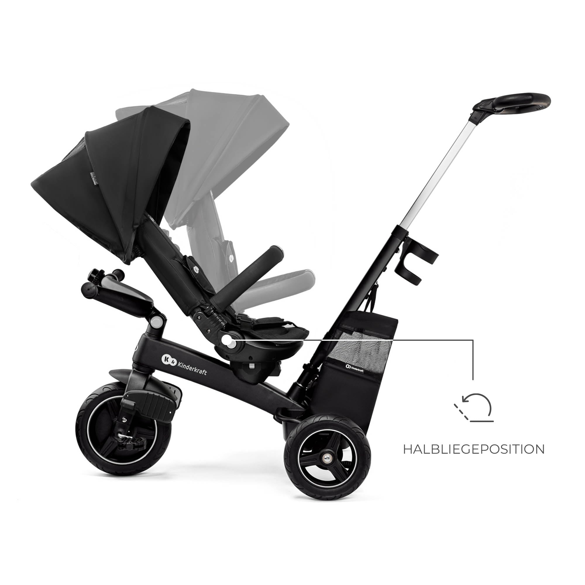 Kinderkraft EASYTWIST evolutionäres Dreirad, ausziehbar, um 360 Grad drehbarer Sitz, für Kinder im Alter von 9 Monaten bis 5 Jahren, Schwarz 5