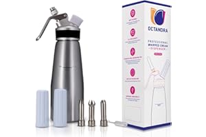 OCTANDRA Professional Whipped Cream Dispenser – 1 Pint Aluminum Cream Whipper Canister - Whipping Siphon - Whip Cream Maker w