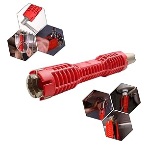 WREOW （8 in 1）Faucet and Sink Installer,Multifunctional Faucet Wrench Tool,Double Head Sink Installer Tool Water Pipe Spanner Tackle For Plumbers And Homeowners (red)