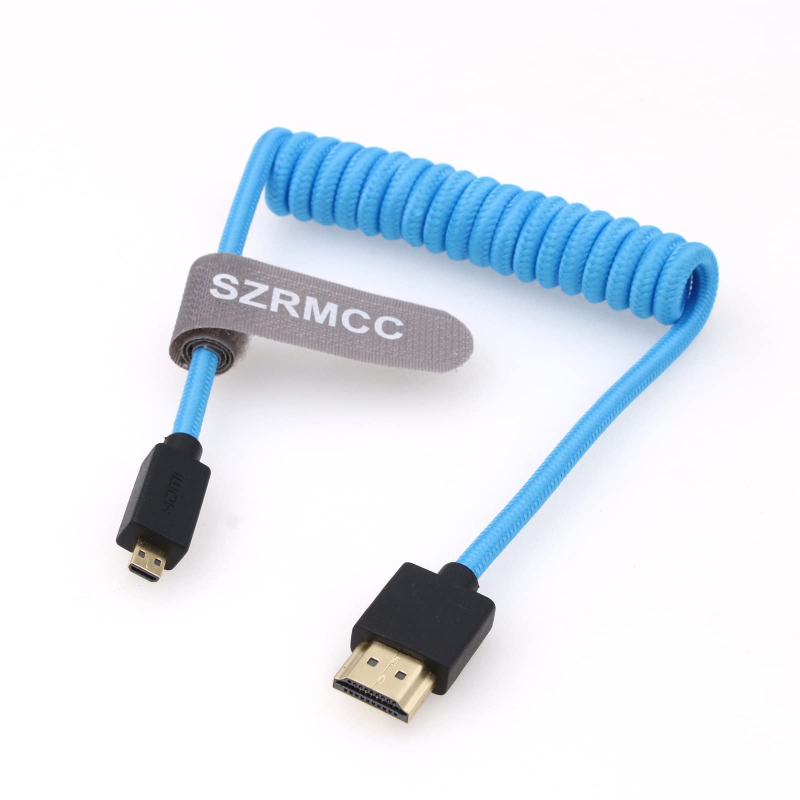 SZRMCC 8K 2.1 Micro HDMI to HDMI High Speed Coiled Braided Cable for GoPro Hero 3/4 Canon EOS M5 Sony A6000 A7III RX10 Nikon B500 Z6 Raspberry Pi 4 Atomos Ninja 2 Monitor — image 1