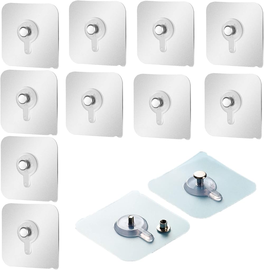CONGGUAN 12 Pieces Adhesive Picture Hooks Self Adhesive Wall Hangers