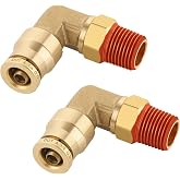 Boeray 90&deg; Swivel Male Elbow, 1/4" Tube x 1/8" NPT, DOT Approved 2PCS | Push-to-Connect Fitting, Brass Dot Air Fitting for Trucks, Trailers &amp; Air Brake System, Leak-Proof, Corrosion-Resistant