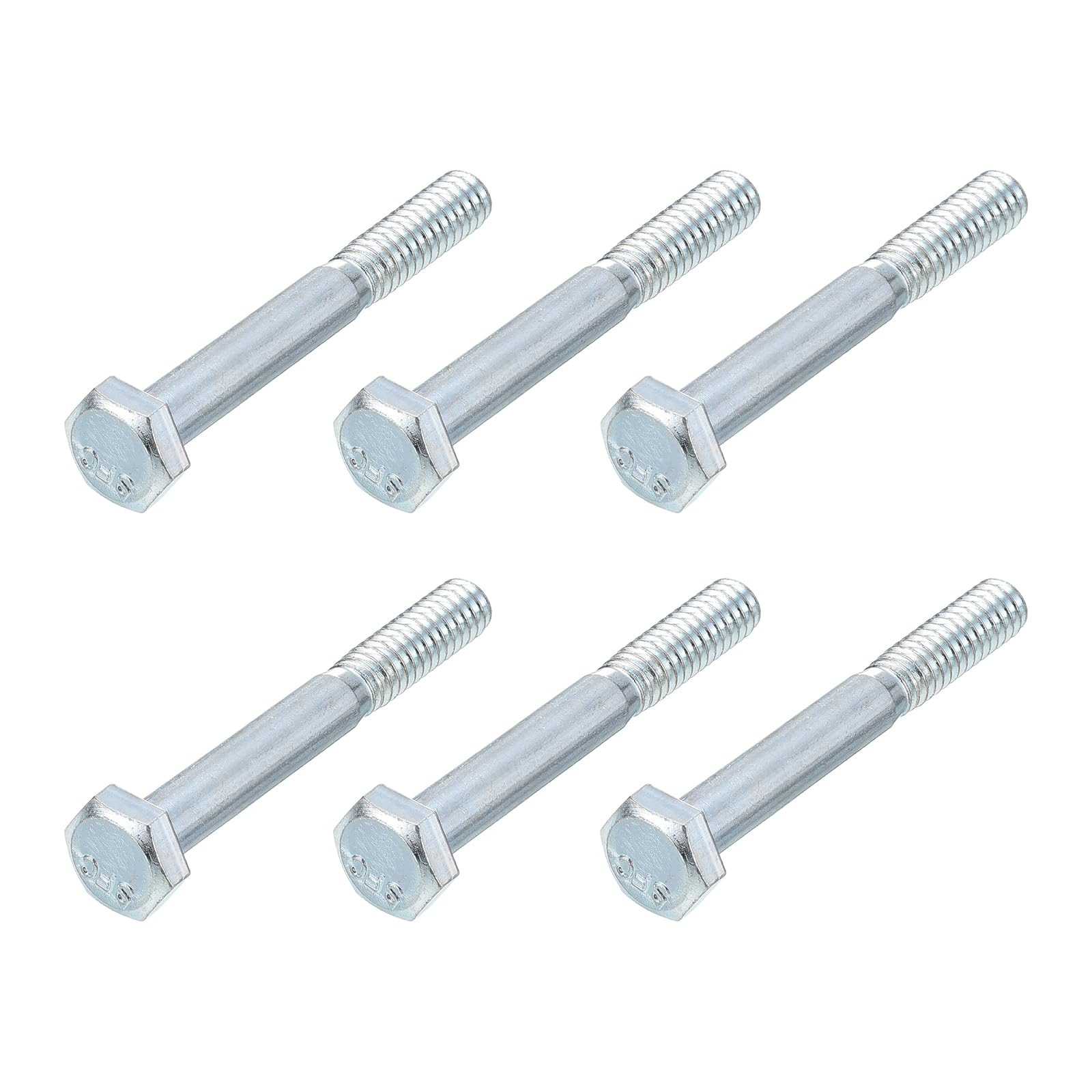 METALLIXITY Hex Bolts (3/8-24x2-1/2") 6Pcs, Grade 5 Carbon Steel Zinc Plated Partial Threaded, UNF Fine Thread Hex Head Screw Bolt - for Furniture Repair, Silver
