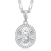 Catholic Gift Virgin Mary Necklace for Women, 14K gold plated Guadalupe Pendant Necklace Mother Mary, Cubic Zirconia Virgen de Guadalupe Charm Lady of Guadalupe Womens Jewelry Gift, 18/20/24 IN Chain