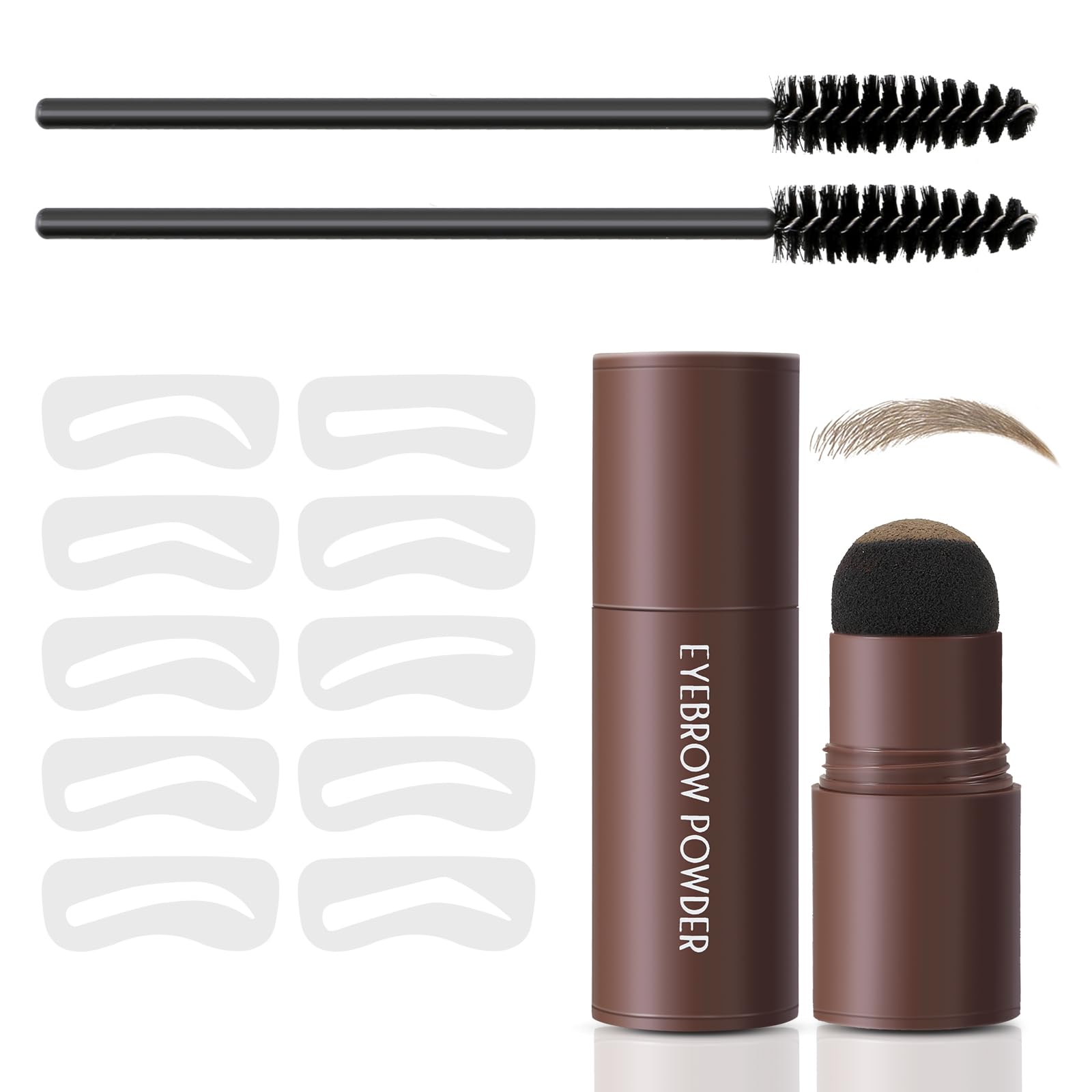 Boobeen Brow Stencil Kit, Eyebrow Stamp Stencil Kit with Sponge Applicator, Long-Lasting Nature Eye Brow Powder, Eyebrow Contour Kits for Beginners — image 1