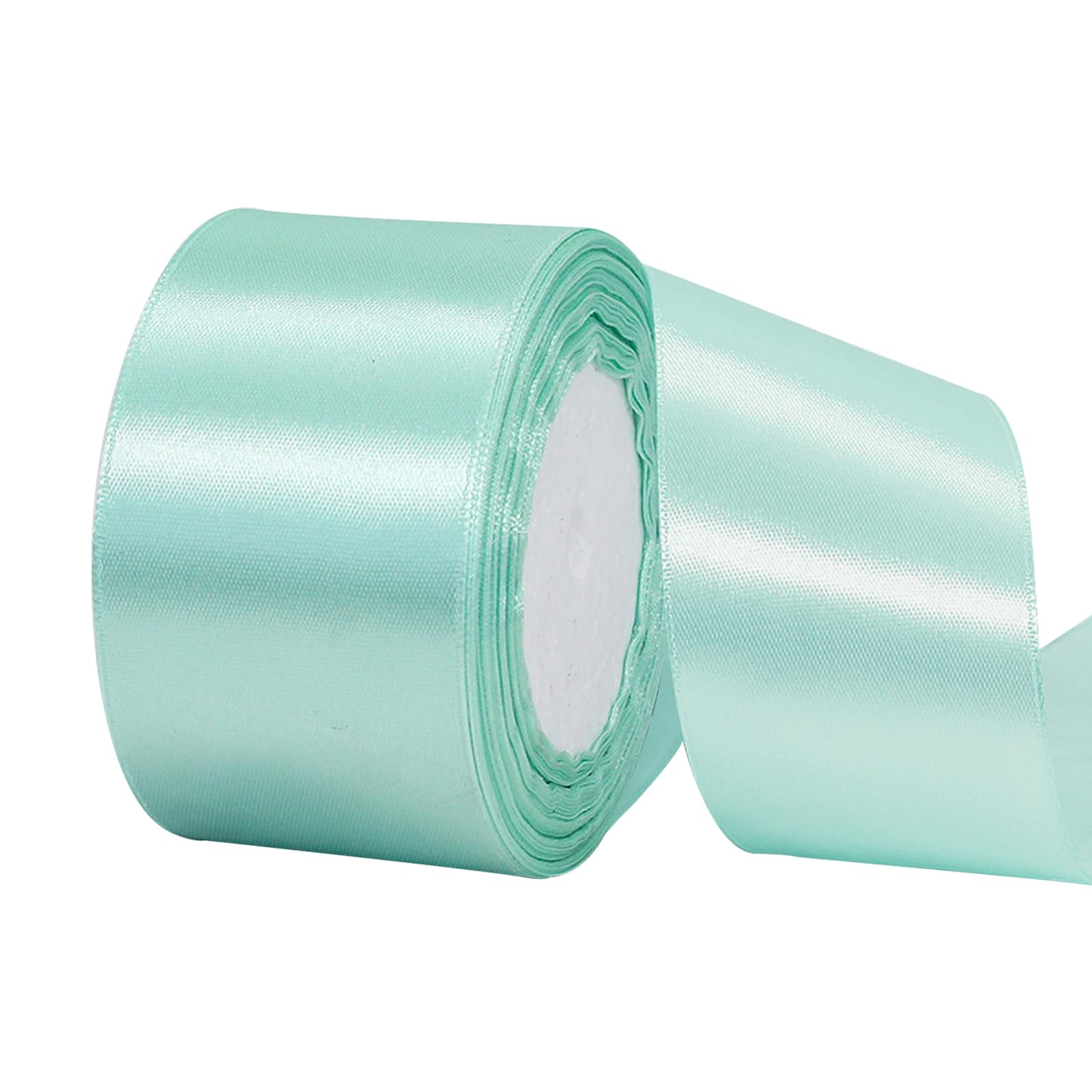 50mm Wide Emerald Green Ribbon for Crafting, 23M 2Inch Double Sided Emerald Green Fabric Ribbon Presents Ribbon Satin Large Thick for Gift Wrapping Wedding Car Sewing Floral Xmas — image 1