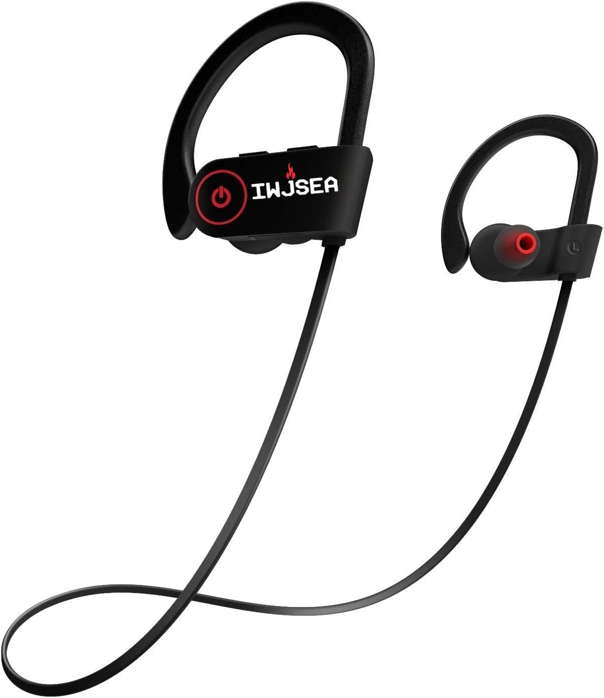 IWJSEA IPX7 Waterproof HD Stereo Sweatproof 8 Hour Battery Noise Cancelling Bluetooth Wireless in-Ear Sports Earphone Headphones with Mic (Black)