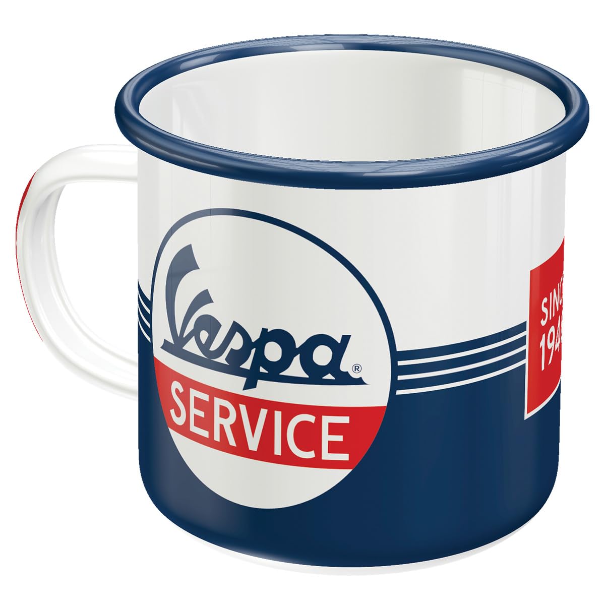 Nostalgic-Art Retro Enamel Mug 360ml Vespa - Service - Gift Idea for Scooter Fans Camping Mug Vintage Design