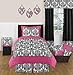 Sweet Jojo Designs Minky Full Length Double Zippered Body Pillow Cover for Pink, Black and White Isabella Bedding Set