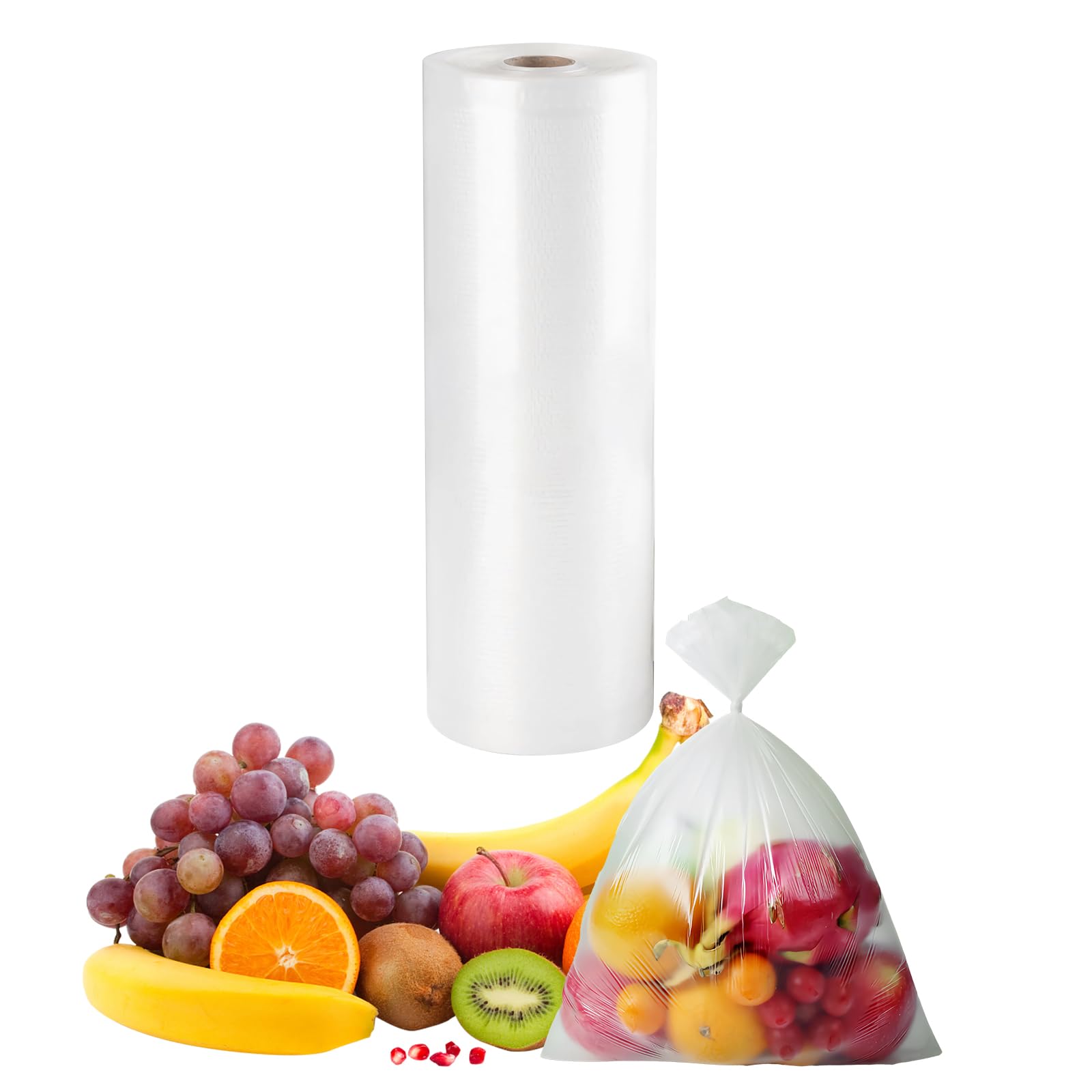 Photo 1 of 12" x 16" Clear Plastic Produce Bag on a Roll, Food Storage Bags for Vegetables, Bread, Fruits and Meat, Easy To Tear, Continuous Roll- 350 Bags/Roll - [1 Rolls]
