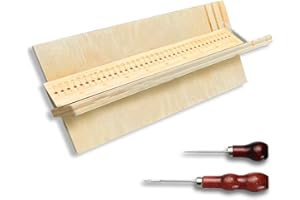 GeryVtee Wood Book Binding Cradle with 2 Awls Wood Bookbinding Punching Cradle with Piercing Guide Portable Book Binding Tools Book Binding Kits Bookbinding Supplies for Book DIY Crafts (Style A)