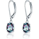 Leverback Dangle Earrings for Women,Created Opal/Amethyst/Topaz Gemstone Drop Earings Hypoallergenic Gifts
