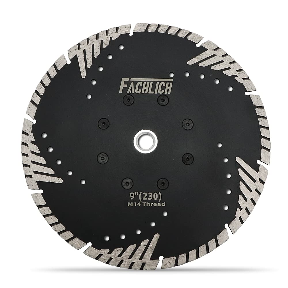 FACHLICH Diamond Cutting Blade 230mm/9" with Turbo Slant Protection Teeth for Concrete Tile Granite Marble Masonry Brick