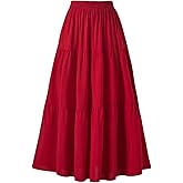 OSTOO Women's Summer Long Flowy Renaissance Skirt with Pockets - Boho High Waist A-Line Maxi Skirt