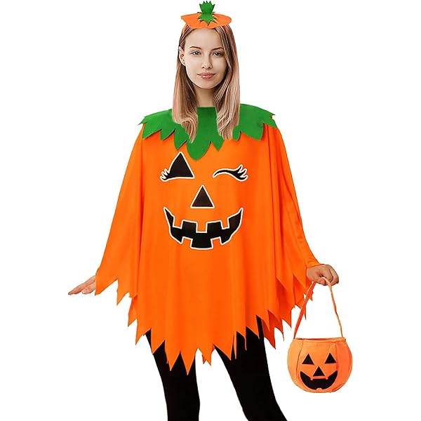 Costume De Citrouille Halloween Avec Sac à Bonbons – Déguisement Unisexe Adulte Enfant