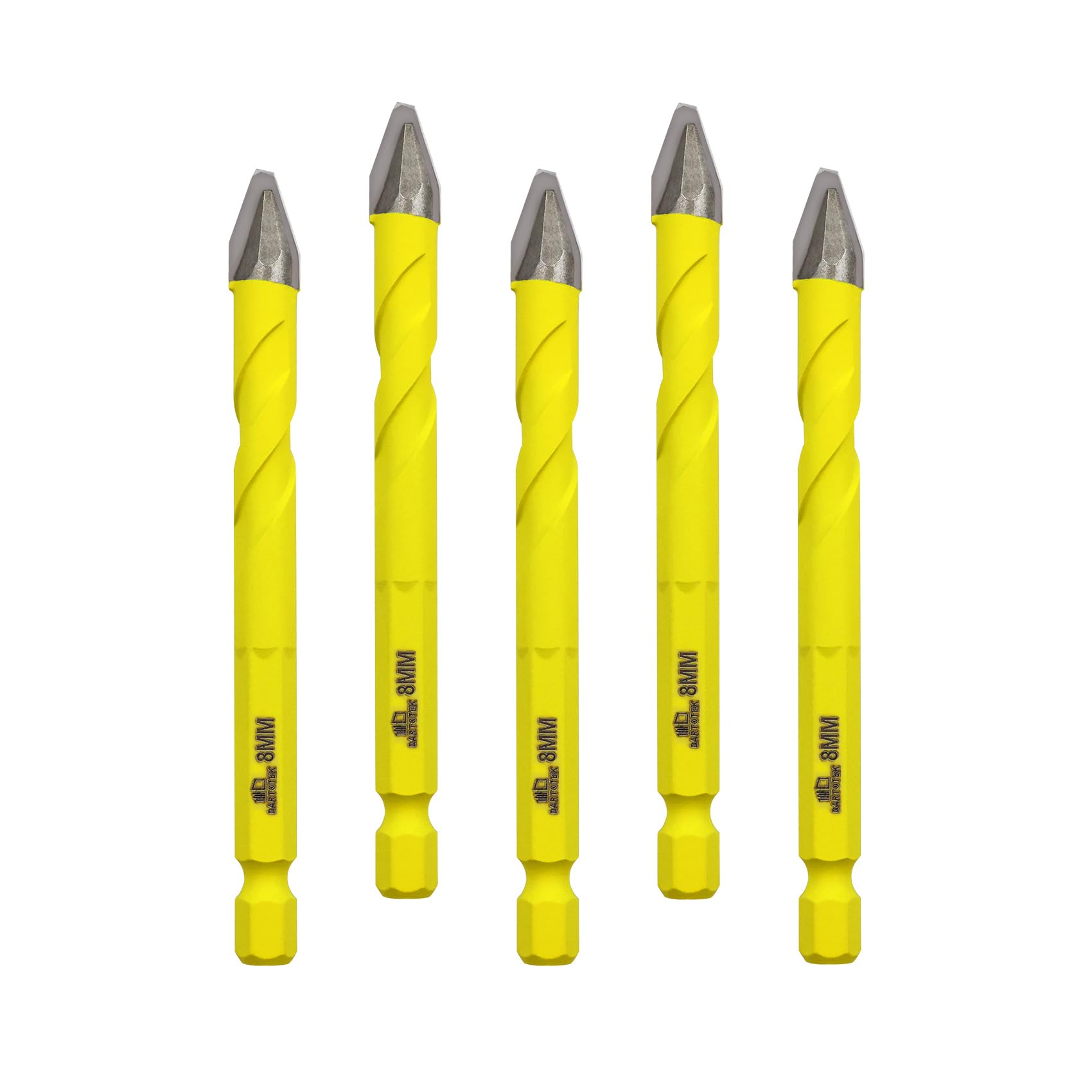 Crooked Head Eccentric Drill 8MM Set of Bits DARTOTEK Twist Drill Bits Wood/Plastic/Glass/Concrete Brick Multi-Material Drill Bit with Bit Storage Case,5 pcs