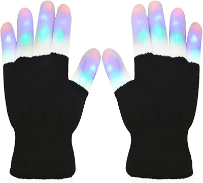 Vicloon LED Rave Gloves Multi Mode Colorful Finger Lighting Half Black