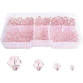 Chengmu Light Pink Bicone Glass Beads for Jewelry Making, Faceted Crytal Spacer Beads for Bracelet Necklace Earring (3mm 4mm 6mm 8mm Mixed Sizes, 1040pcs)
