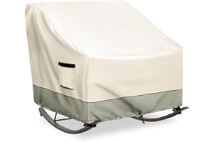 Krismile Outdoor Patio Rocking Chair Cover, Heavy Duty Waterproof Papasan Chair Cover with Split Zipper, Easy to Use, White & Grayish Green