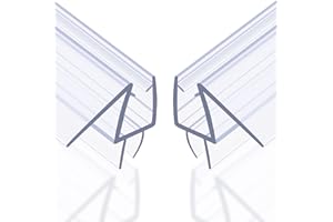 HTLOTUS Shower Door Bottom Seal with Sweep 2Pack, 39"(990mm) Length PVC Clear Strips for 1/2"(10mm) Thick Frameless Glass Door, to Stop Water Leaking