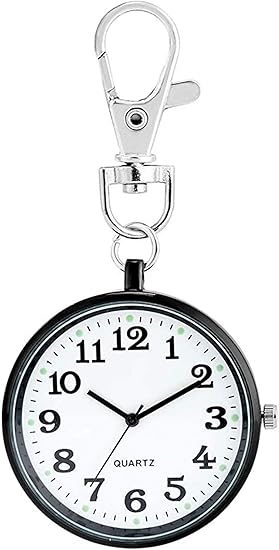 Amazon Co Jp 古いキーホルダーナース懐中時計用の大きなブラックケースクォーツ懐中時計 ギフト用の超薄型ルミナスペンダントウォッチ スポーツ アウトドア