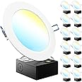 Sunco 12 Pack 6 Inch Ultra Thin LED Recessed Ceiling Lights, Slim Canless with Junction Box, 850 LM, 2700K/3000K/4000K/5000K/6000K, Dimmable, 14W=100W, Wafer Thin, 50000 Lifetime Hours ETL