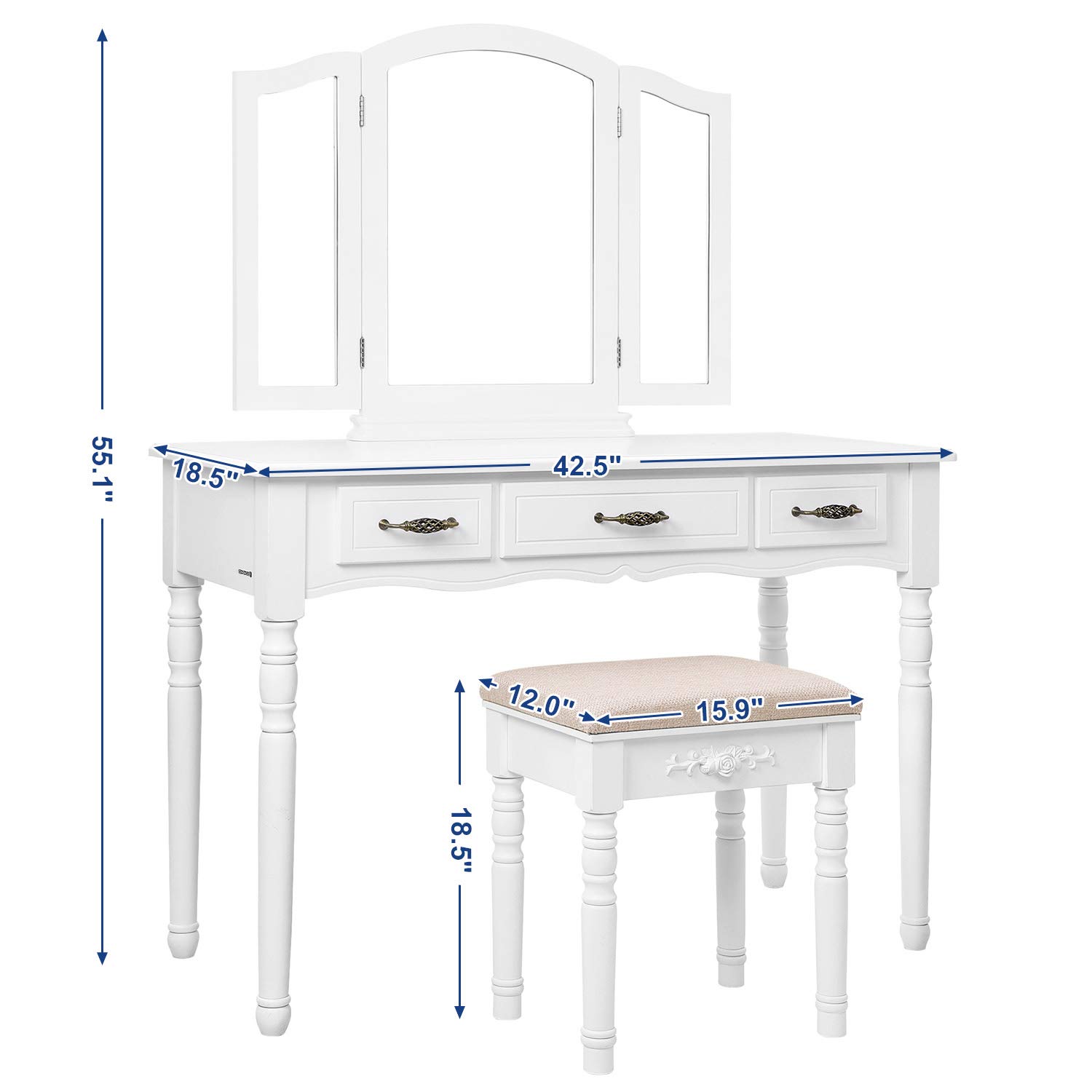 Songmics Vanity Set 3 Large Drawers Tr Buy Online In Saudi Arabia At Desertcart