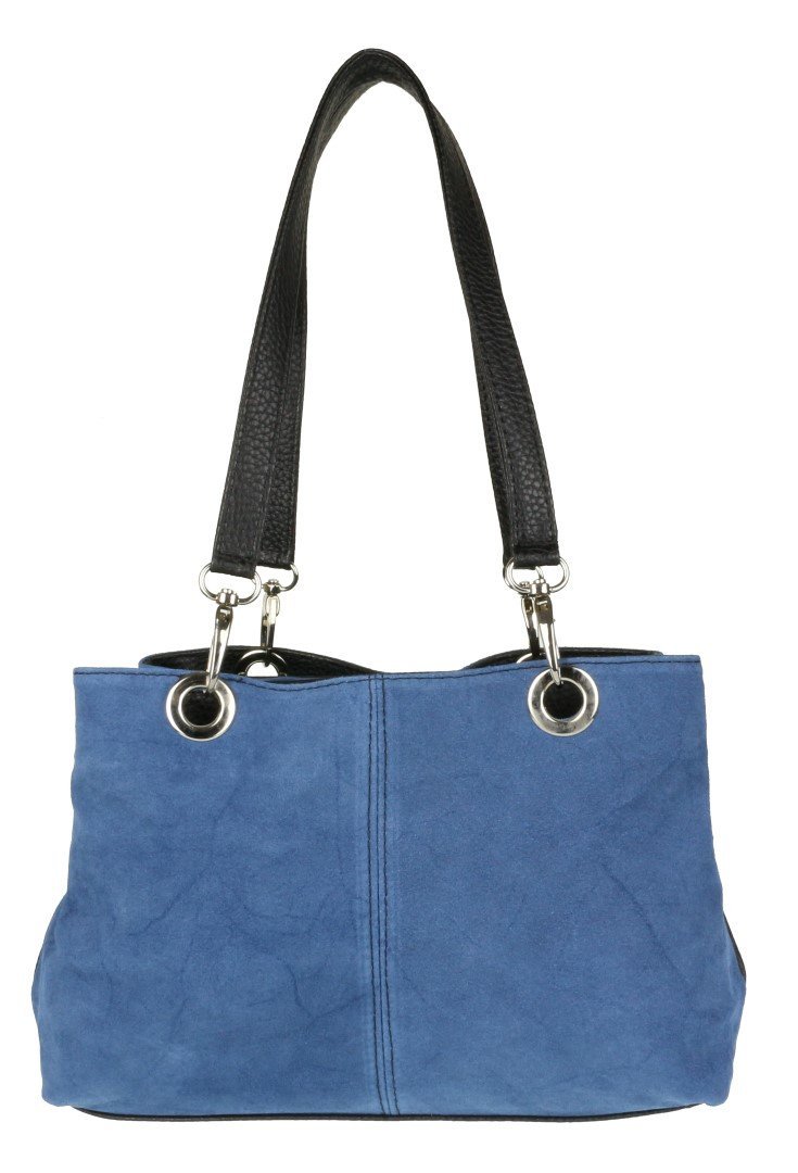 Girly Handbags Womens Italian Suede Leather Shoulder Bag - Denim