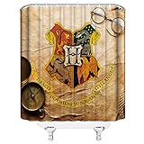 Harry Potter Shower Curtains Hogwarts Magic School Magic Logo Parchment Retro Glasses Bathroom Decor Waterproof Polyester Fabric Home Bath Accessories Shower Curtains Sets 69 x 70 Inch Includes Hooks