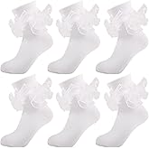 MKYSZLT Girls Ruffle Socks Toddler Girl Frilly Dress Socks Double Lace Big Ruffles Fold Over Church Fancy Sock for Baby Kids