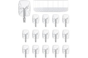 MOVELYST 15 Small Hooks+30 Removable Strips, Clear Wire Hanger Hooks, Damage-Free Utility Hooks, Heavy Duty with Adhesive Strips, No Tools Wall Hook for Hanging, Value Pack