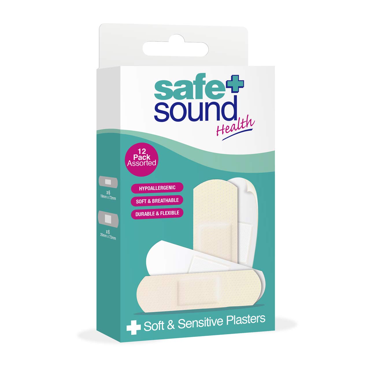 Safe and Sound Sterile Plaster for Sensitive Skin, Pack of 12