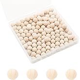 Adyoney 120 Pcs Wooden Round Ball 3/8" (10mm) Unfinished Wood Balls for Crafts, Wood Beads, Crafting Wood Rounds, Wooden Circles, DIY Project
