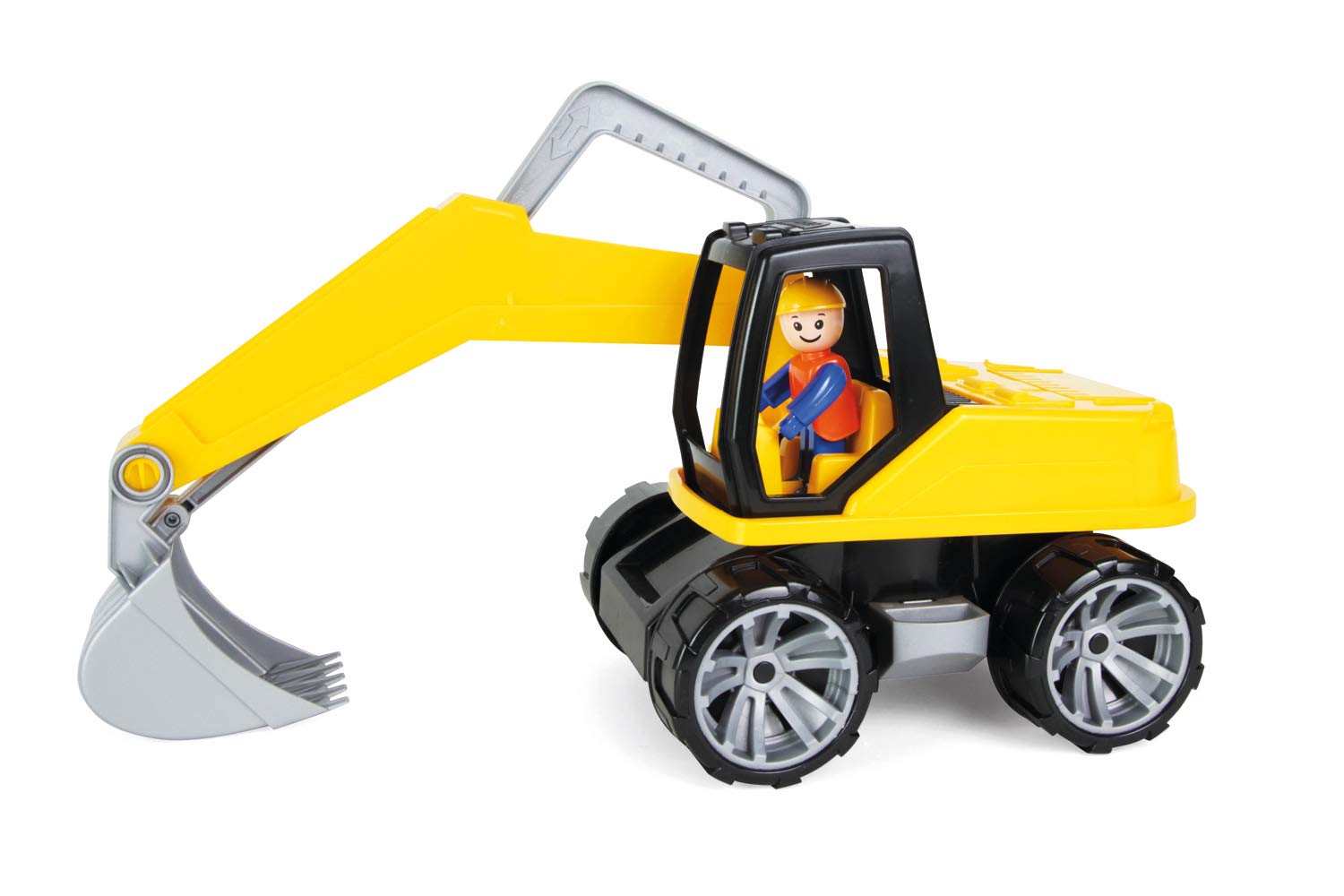 Lena 04411 - TRUXX excavator, construction vehicle approx. 44 cm, shovel excavator with movable excavator arm play figure, suitable for children from 2 years, play vehicle set yellow