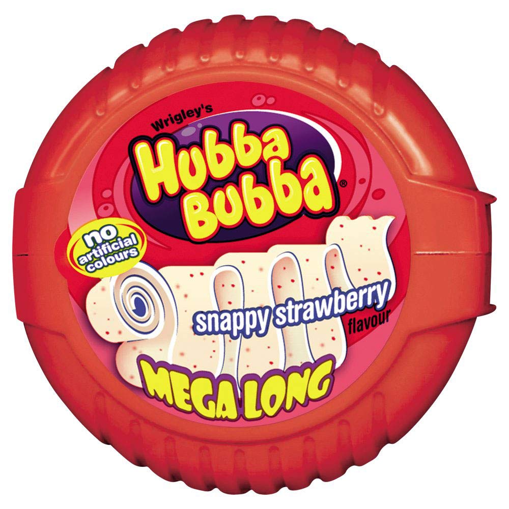 Hubba Bubba Snappy Strawberry Bubblegum Mega Long Tape, 56g ,1 Count (Pack of 1)