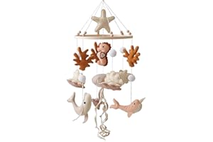 Baby Crib Mobile, Cute Cartoon Decorative Ocean Animals Crib Mobile for Indoor Living Room Nursery, Easy Install