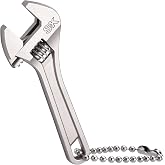 SK 2.5" Mini Adjustable Wrench Chain, Tiny Wrench, 0.48" Jaw Capacity | Nickel-Iron Coating for Corrosion Resistance, Smooth, Knurled Adjustment Mechanism, Ultra-Light Weight with Chain