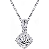 TIANYU GEMS 0.5 Ct Moissanite Necklace For Women S925 Sterling Silver Yellow Gold Plated Pendant Necklace DF VVS Color Moisanite Diamond Necklace Jewelry Gift Chain 16+2 In