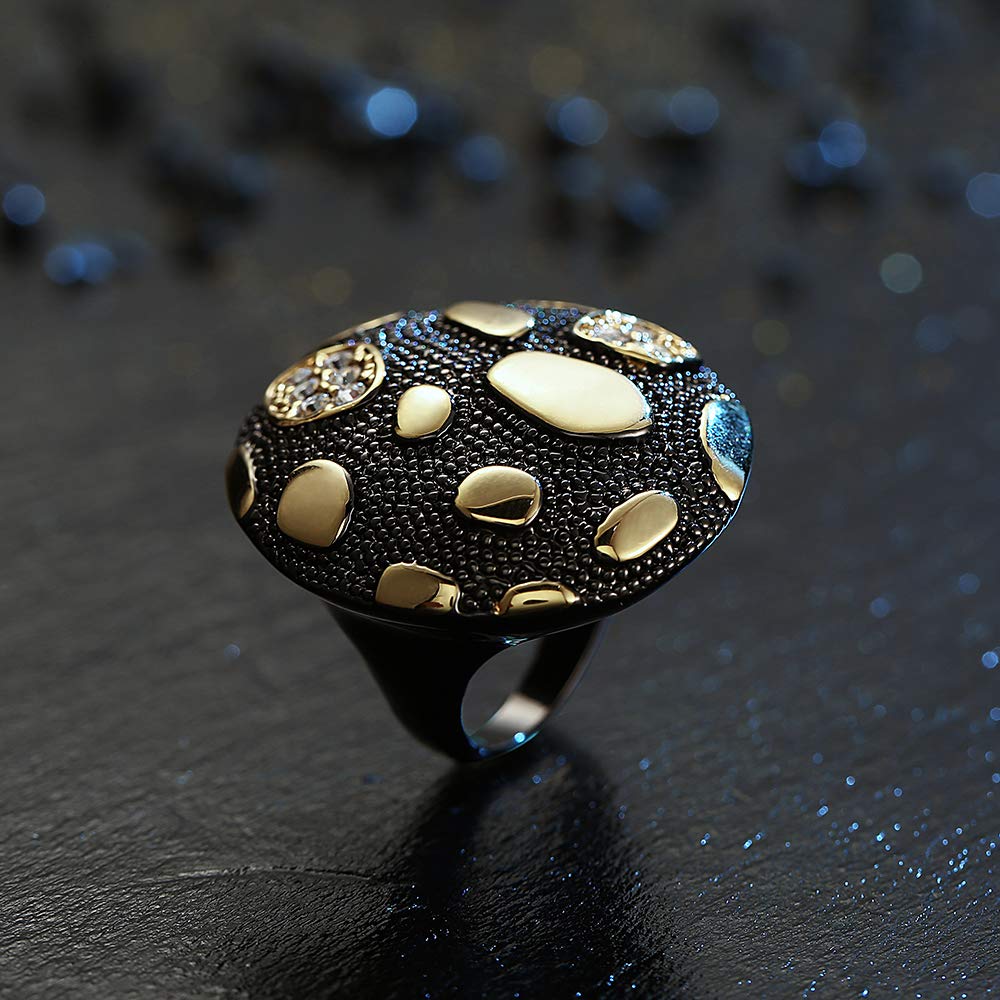 dnswez Big White Gold Tone Fashion Mushroom Cocktail Engagement Statement Rings for Women Size : 9