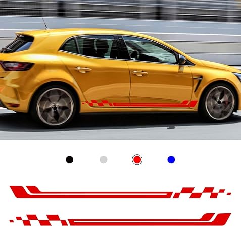 Amazon に適しています Renault 汎用 車のサイドステッカーデカール 車 ドレスアップ レーシング ストライプ ピンストライプ デカール 車のステッカー 繊細 防水ステッカー 215x13cm 赤 ステッカー デカール 車 バイク