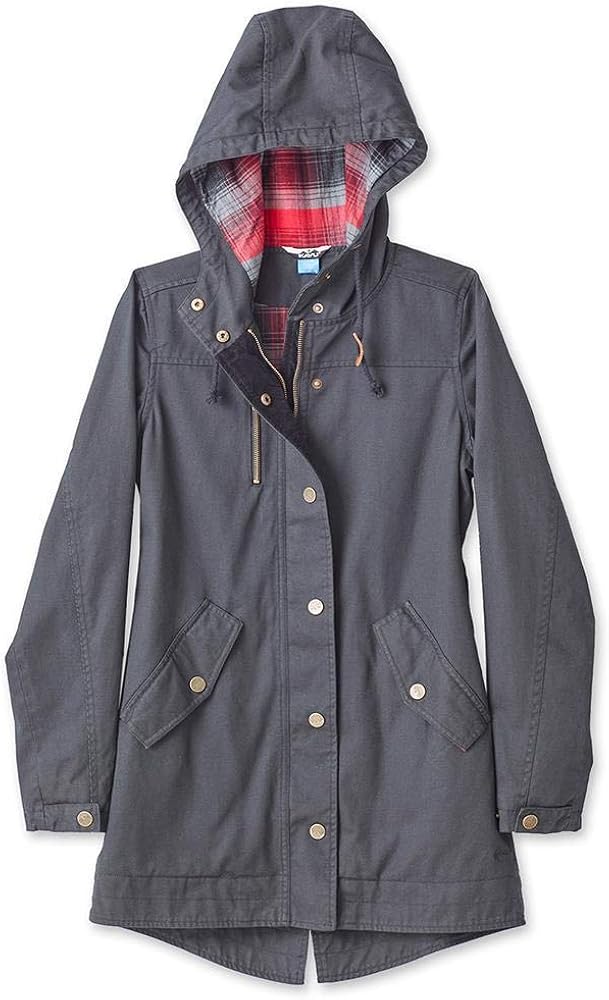 KAVU Sundowner Women's Coat - Flannel Jacket Long Sleeve Button Zip Coat: Clothing
