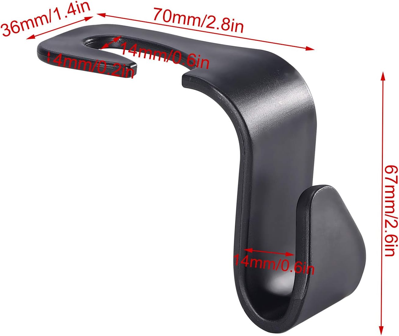 6 Pcs Car seat hook,Back Seat Headrest Hanger,for Auto Backseat Multifunctional Heavy Duty Storage Hooks (Black) - Image 3
