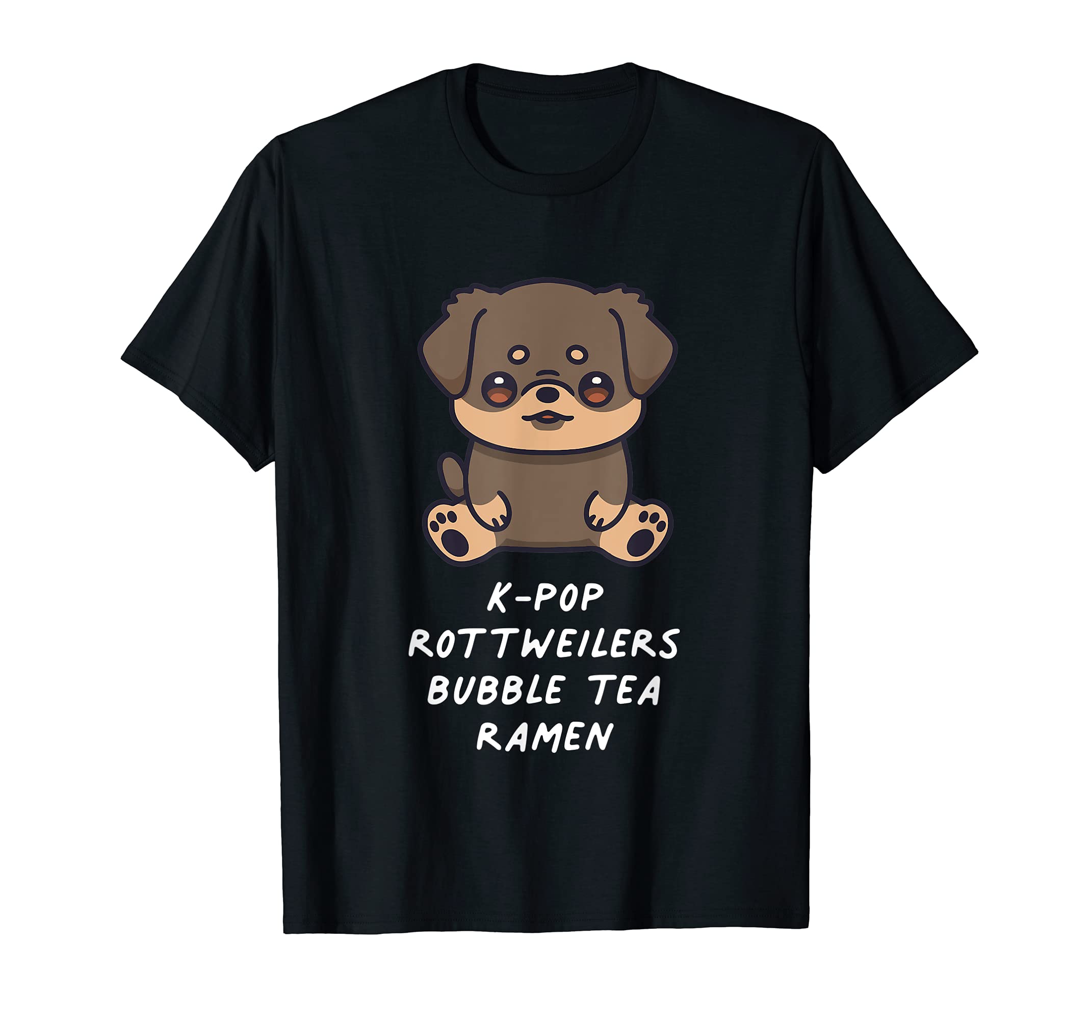 K-Pop Rottweilers Bubble Tea Ramen Kawaii Dog Lover Music T-Shirt