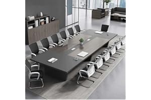 Nuipesn Rectangular Conference Room Table, Seminar Meeting Boardroom Desk, Business Printer Desk No Chair for Office (Oak+Grey, 9.84FT, 118.11" L*51.18" W*29.53" H)