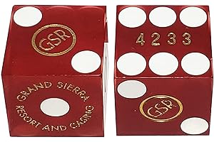 Cyber-Deals Wide Selection 19mm Craps Dice Pairs Authentic Nevada Casino TablePlayed Dice Grand Sierra Resort Reno Red Frosted, Matching Serials