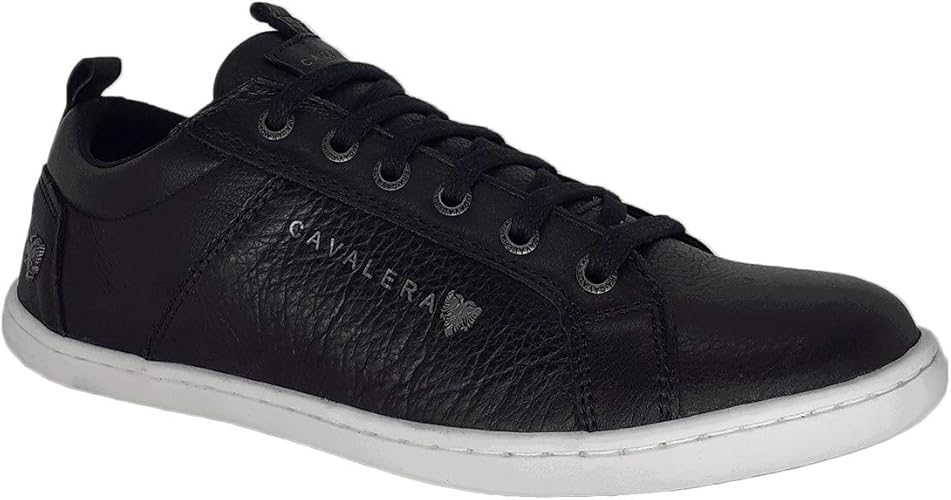 sapatênis couro cavalera logo preto